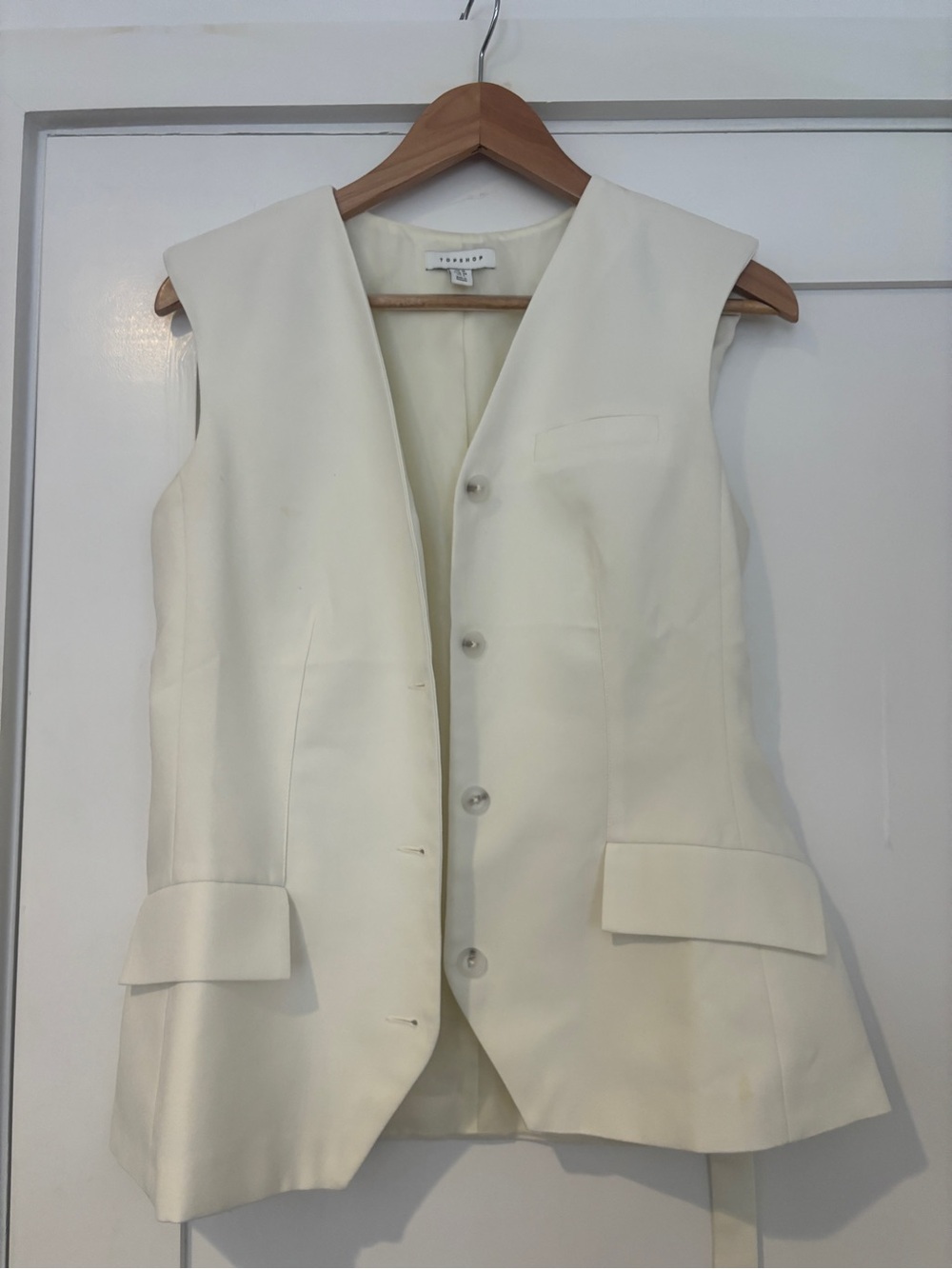 Topshop Ivory Sleeveless Tailored Vest